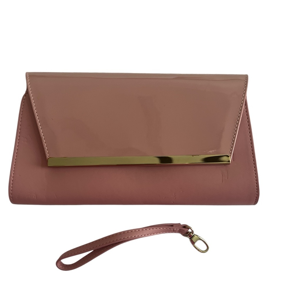 White House Black Market Pink Faux Patent Leather Clutch NEW - Picture 8 of 9